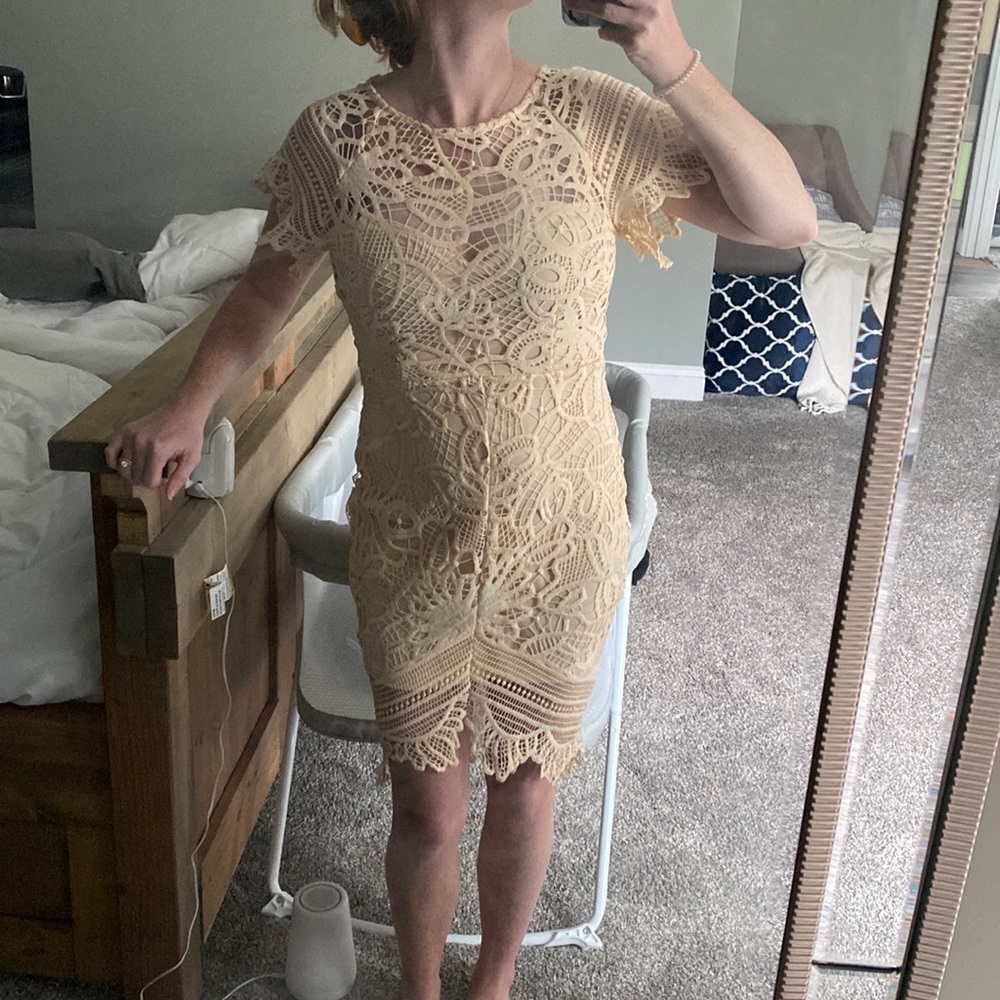 NWT Light peach crochet dress; size small